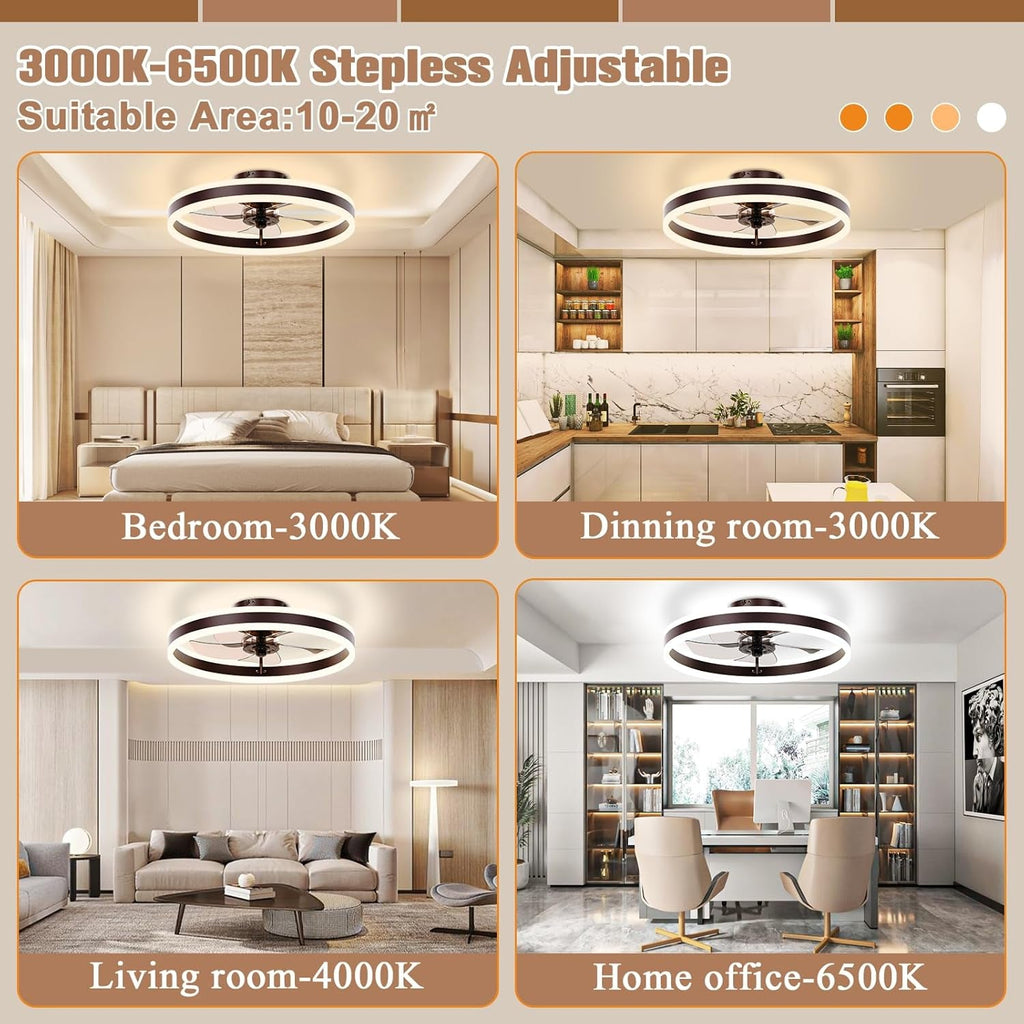 19.7 Inch Low Profile Ceiling Fan With Light Remote