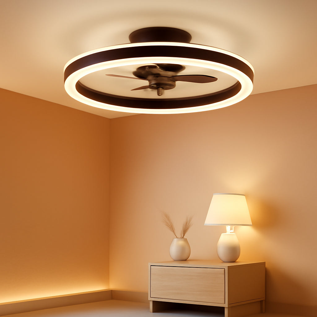 19.7 Inch Low Profile Ceiling Fan With Light Remote