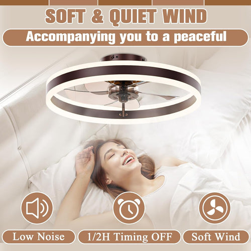 19.7 Inch Low Profile Ceiling Fan With Light Remote