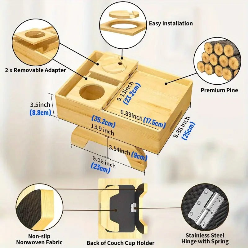 7-in-1 Sofa Cup Holder with Armrest Tray