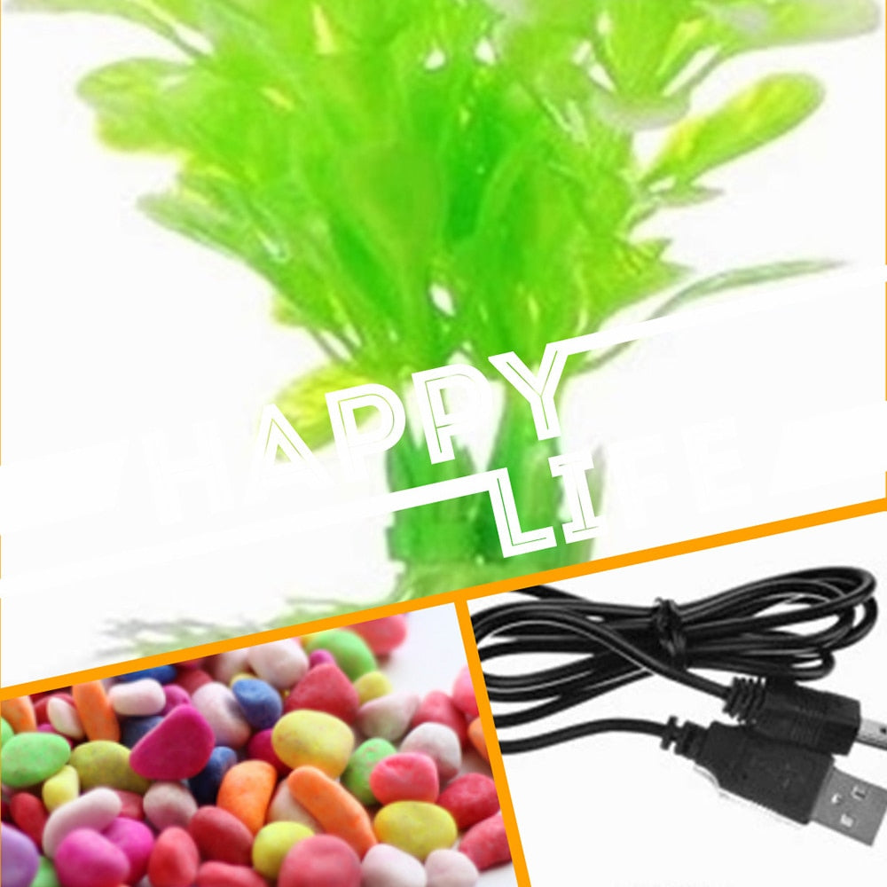 Aquarium USB Mini Aquarium with LED Night Light LCD Display Screen and Clock Fish Tank Personalise Aquarium Tank Fish Bowl D20